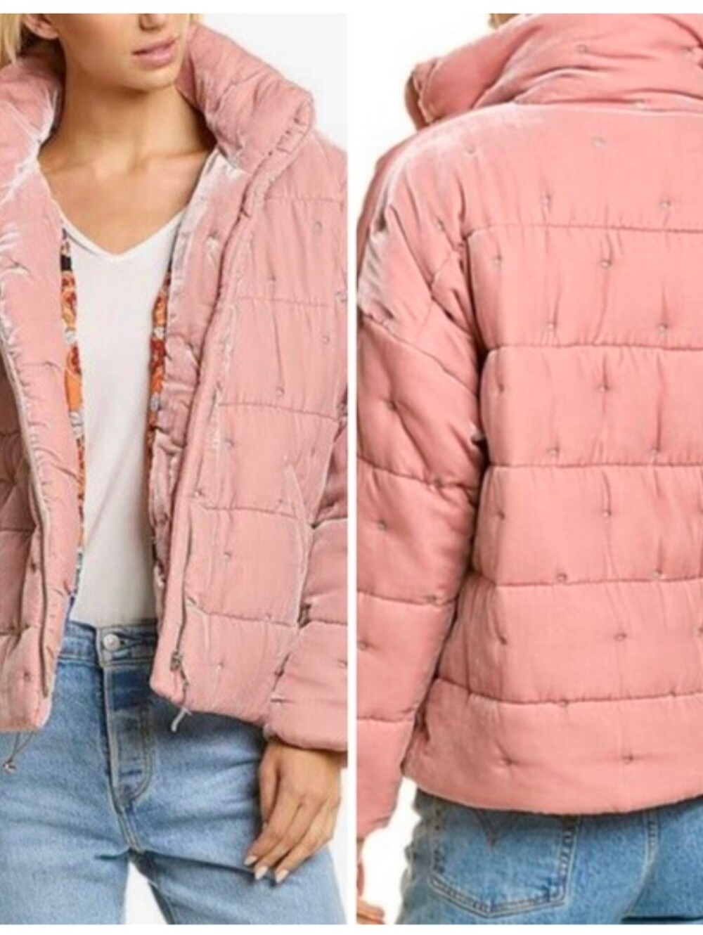 Johnny Was Zaelia Velvet Puffer Jacket M